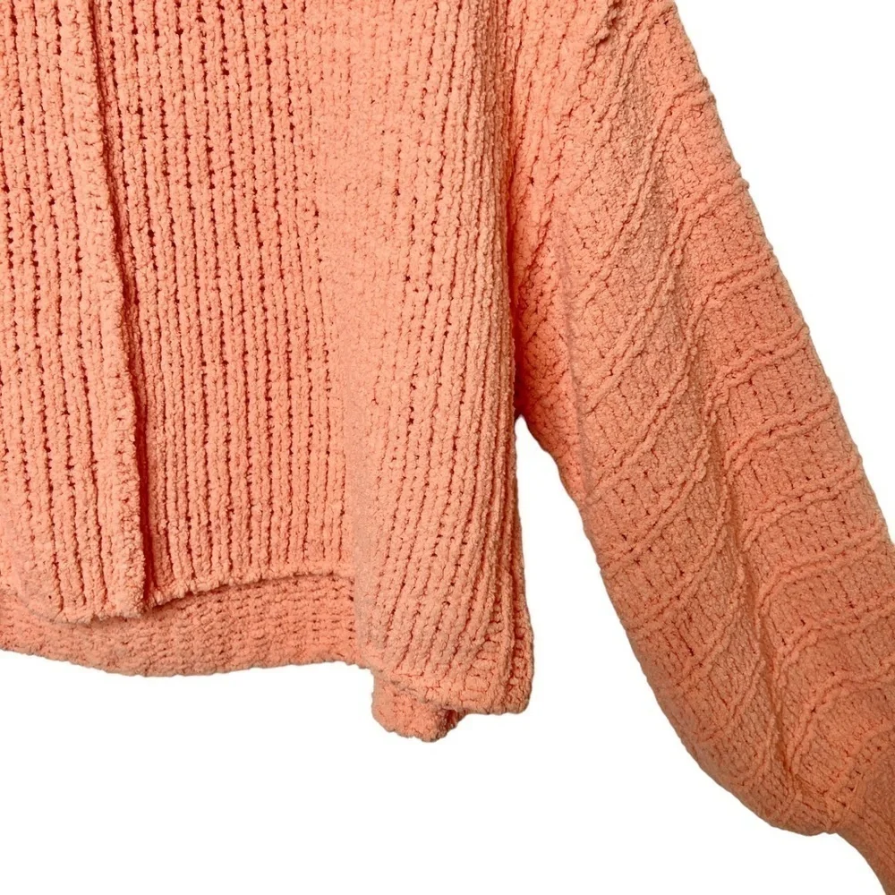 Free People Peach Be Yours Cozy Cowl Neck Women’s Balloon Sleeve Sweater Sz XS
